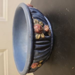 Weller Pottery Matte Blue Drape Bowl 5.75"